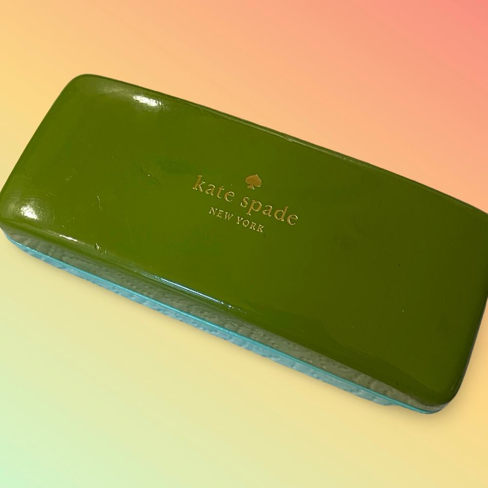 Kate Spade New York Glasses Case Hard Clamshell Olive Green Mint Blue Protective
